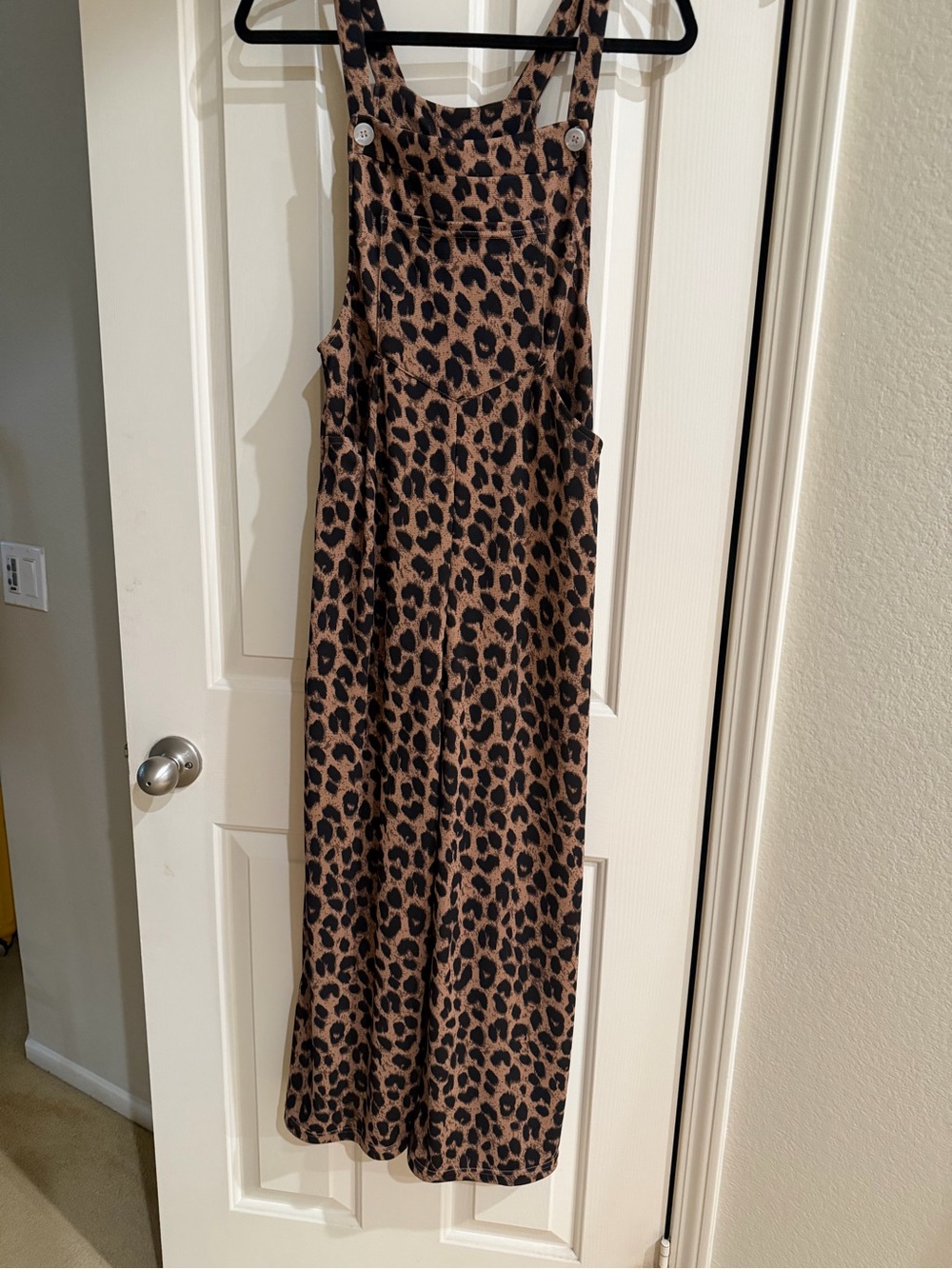 HALARA Leopard Print Pinafore Jumpsuit - Brown/Black